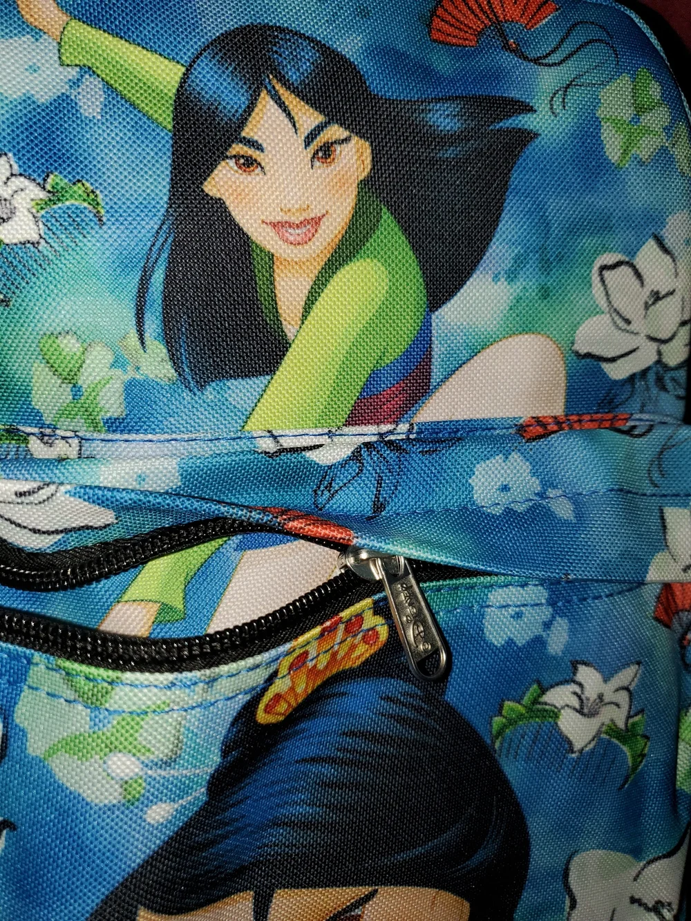 Disney Mulan Blue Floral Character Print Backpack